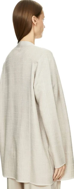 Offene Cashmere-Seidenstrickjacke Beige