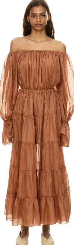 Off-Shoulder-Kleid 'Beatrice' Braun