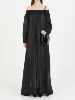 Off-Shoulder Maxi Kleid Schwarz