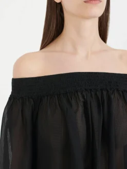 Off-Shoulder Maxi Kleid Schwarz