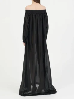 Off-Shoulder Maxi Kleid Schwarz