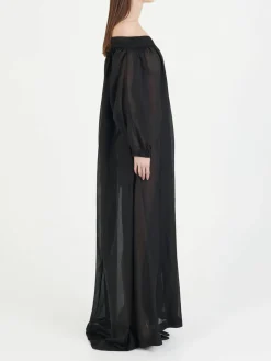 Off-Shoulder Maxi Kleid Schwarz