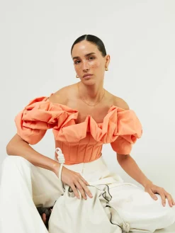 Off-Shoulder-Top Orange