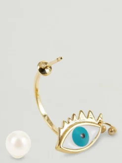 Ohrring 'Eye Piercing' Gold/Türkis
