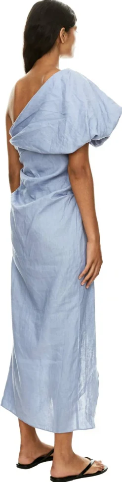 One-Shoulder-Kleid 'Ellin' aus Leinen Indigo