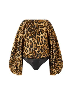 Oversize-Body mit Leopardenmuster Braun