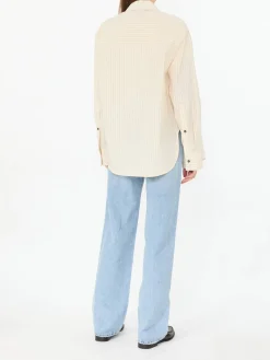 Oversized Baumwollhemd 'Alim Stripes' Crème