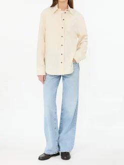 Oversized Baumwollhemd 'Alim Stripes' Crème