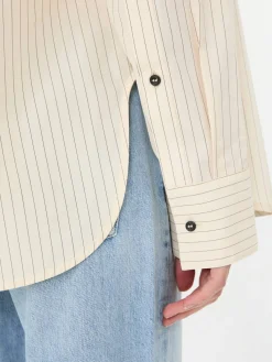 Oversized Baumwollhemd 'Alim Stripes' Crème