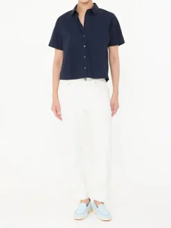 Oversized Baumwollhemd Marineblau