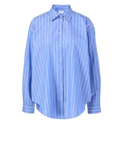 Oversized Baumwollhemd Mittelblau