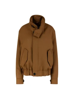 Oversized Blousonjacke aus Schurwolle Braun