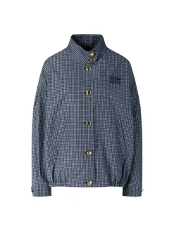 Oversized Blousonjacke mit Karomuster Blau