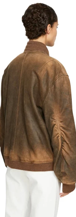 Oversized Bomberjacke aus Shearling Braun