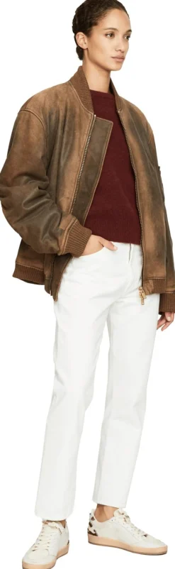 Oversized Bomberjacke aus Shearling Braun