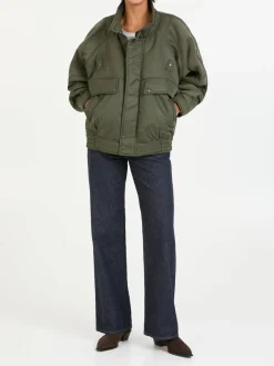 Oversized Bomberjacke 'Ribbed Flight' Khaki