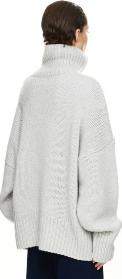 Oversized Cashmere-Seidenpullover mit Rollkragen Silver
