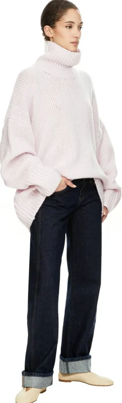 Oversized Cashmere-Seidenpullover mit Rollkragen Cottoncandy
