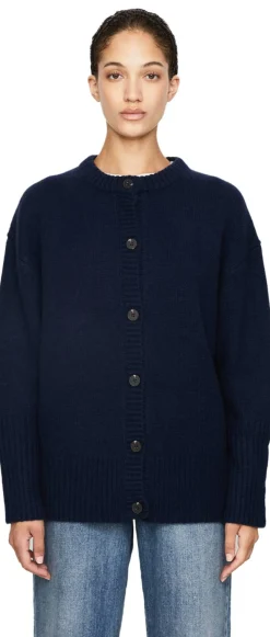 Oversized Cashmere-Strickjacke ‘Betty’ Marineblau