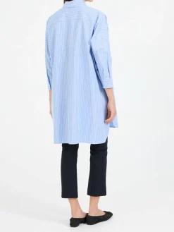 Oversized Hemd aus Baumwollpopeline Hellblau