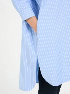 Oversized Hemd aus Baumwollpopeline Hellblau