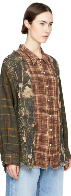 Oversized Hemd in Patchwork-Optik Multi