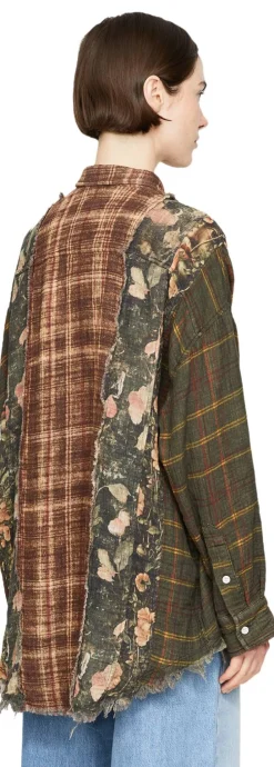 Oversized Hemd in Patchwork-Optik Multi