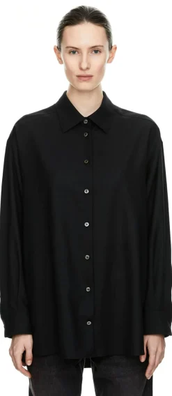 Oversized Hemd 'Luka' aus Schurwolle Schwarz