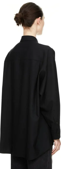 Oversized Hemd 'Luka' aus Schurwolle Schwarz