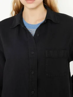 Oversized Hemd 'Nesson' aus Leinen Schwarz