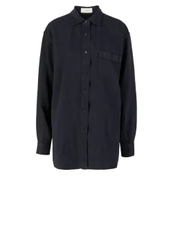 Oversized Hemd 'Nesson' aus Leinen Schwarz