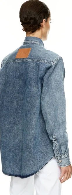 Oversized Jeanshemd Mittelblau