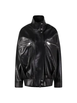 Oversized Lammlederjacke 'Ayman' Schwarz