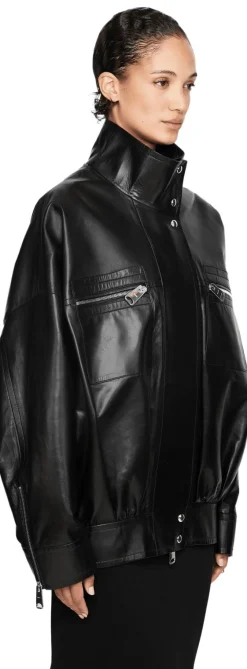 Oversized Lammlederjacke 'Ayman' Schwarz