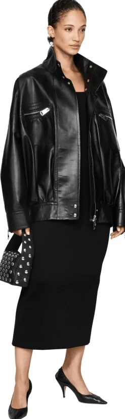 Oversized Lammlederjacke 'Ayman' Schwarz