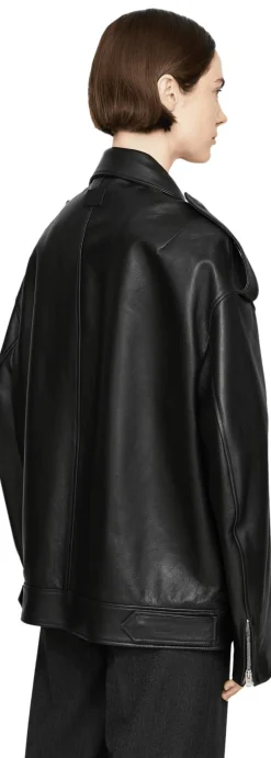 Oversized Lammlederjacke Schwarz