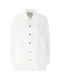Oversized Leinenbluse 'Alicia' mit Fransen Weiß