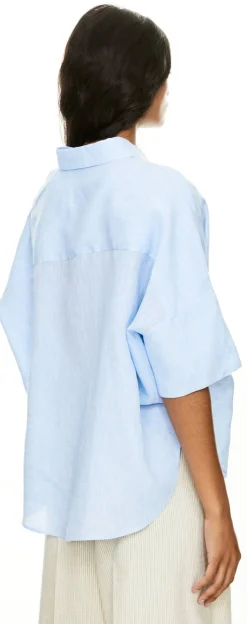 Oversized Leinenbluse 'Bianca' Hellblau
