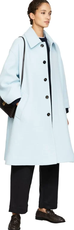 Oversized Mantel aus Cashmere Hellblau