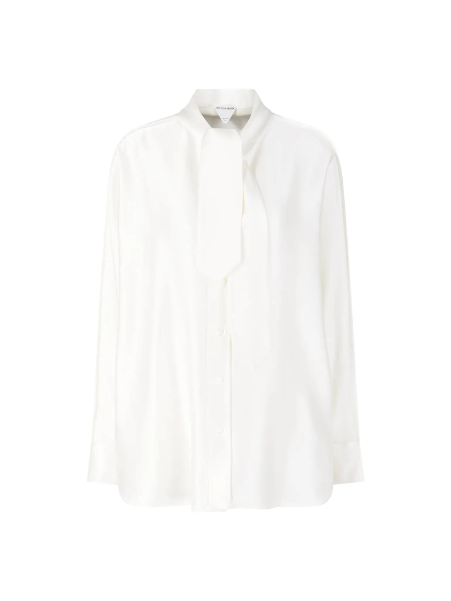 Oversized Seidenbluse mit Bindekragen Off White
