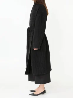 Oversized Seidenmantel 'Moorea' mit Bindegürtel Schwarz
