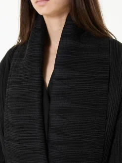 Oversized Seidenmantel 'Moorea' mit Bindegürtel Schwarz