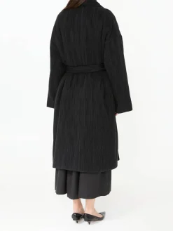 Oversized Seidenmantel 'Moorea' mit Bindegürtel Schwarz