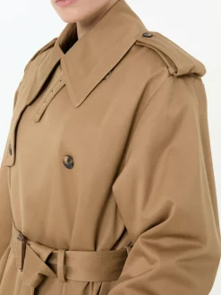 Oversized Trenchcoat aus Baumwoll-Serge Beige