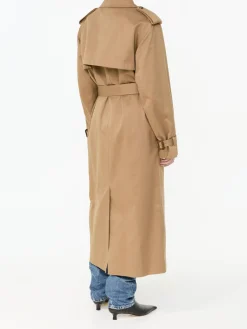 Oversized Trenchcoat aus Baumwoll-Serge Beige