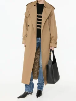 Oversized Trenchcoat aus Baumwoll-Serge Beige