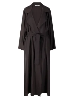Oversized Trenchcoat aus Wolle Dunkelbraun