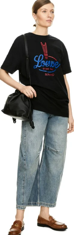 Oversized T-Shirt mit LOEWE Print Schwarz
