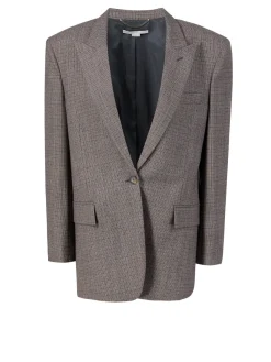 Oversized Wollblazer mit Hahnentritt Braun