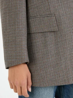 Oversized Wollblazer mit Hahnentritt Braun